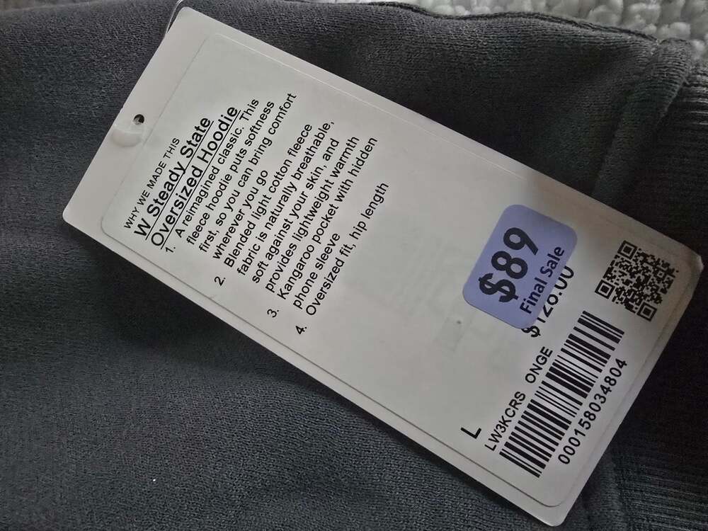 Lululemon Women Steady State Oversized Hoodie Onyx Grey NWT size LARGE - Picture 7 of 7
